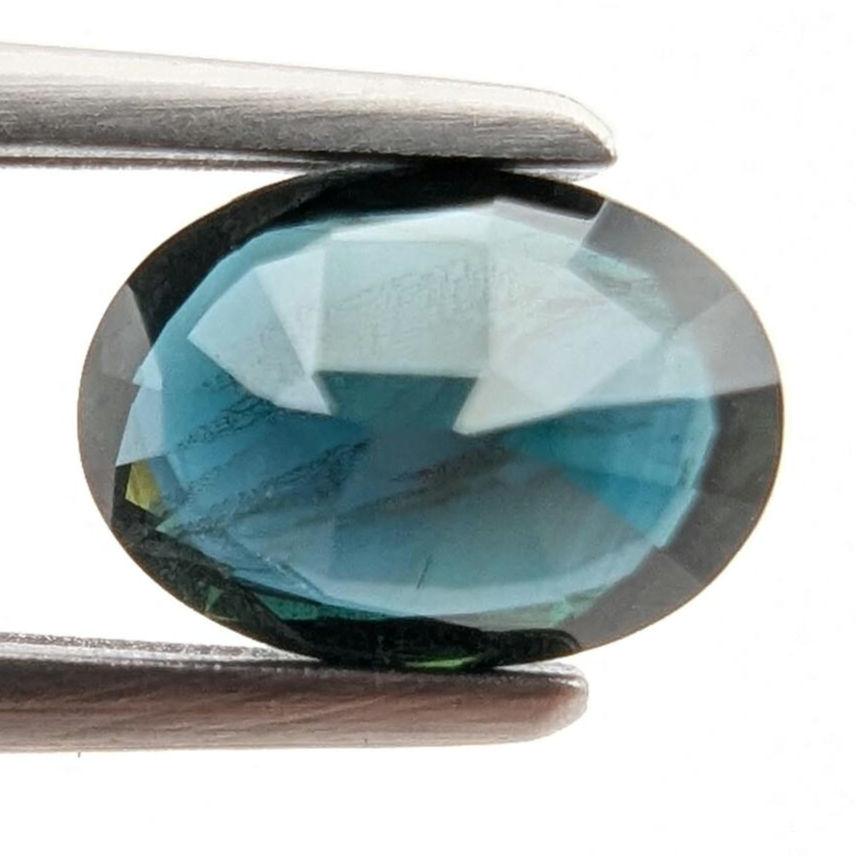 1.06ct Parti Dark Teal Sapphire - Queensland, Australia - Heated Oval Loose Gemstone