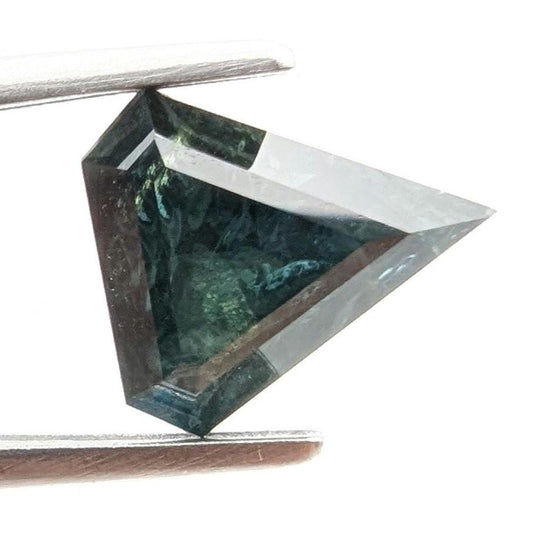 1.98ct Parti Dark Teal Sapphire - Queensland, Australia - Heated Shield Cut Green Blue Loose Gemstone