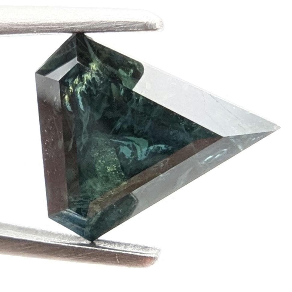 1.98ct Parti Dark Teal Sapphire - Queensland, Australia - Heated Shield Cut Green Blue Loose Gemstone