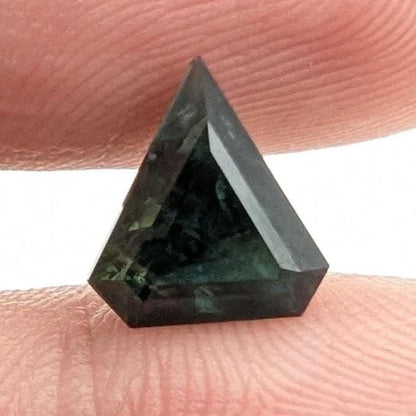 1.98ct Parti Dark Teal Sapphire - Queensland, Australia - Heated Shield Cut Green Blue Loose Gemstone