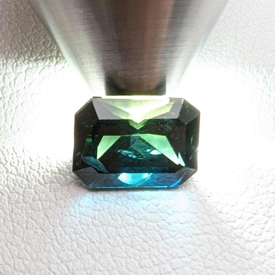 2.94ct Parti Dark Teal Sapphire - Queensland, Australia - Heated Green Blue Octagon Loose Gemstone