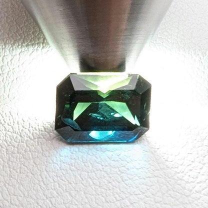 2.94ct Parti Dark Teal Sapphire - Queensland, Australia - Heated Green Blue Octagon Loose Gemstone