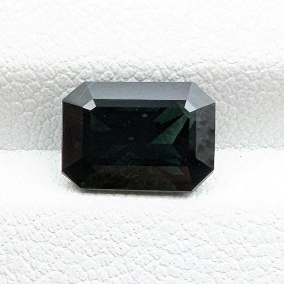 2.94ct Parti Dark Teal Sapphire - Queensland, Australia - Heated Green Blue Octagon Loose Gemstone