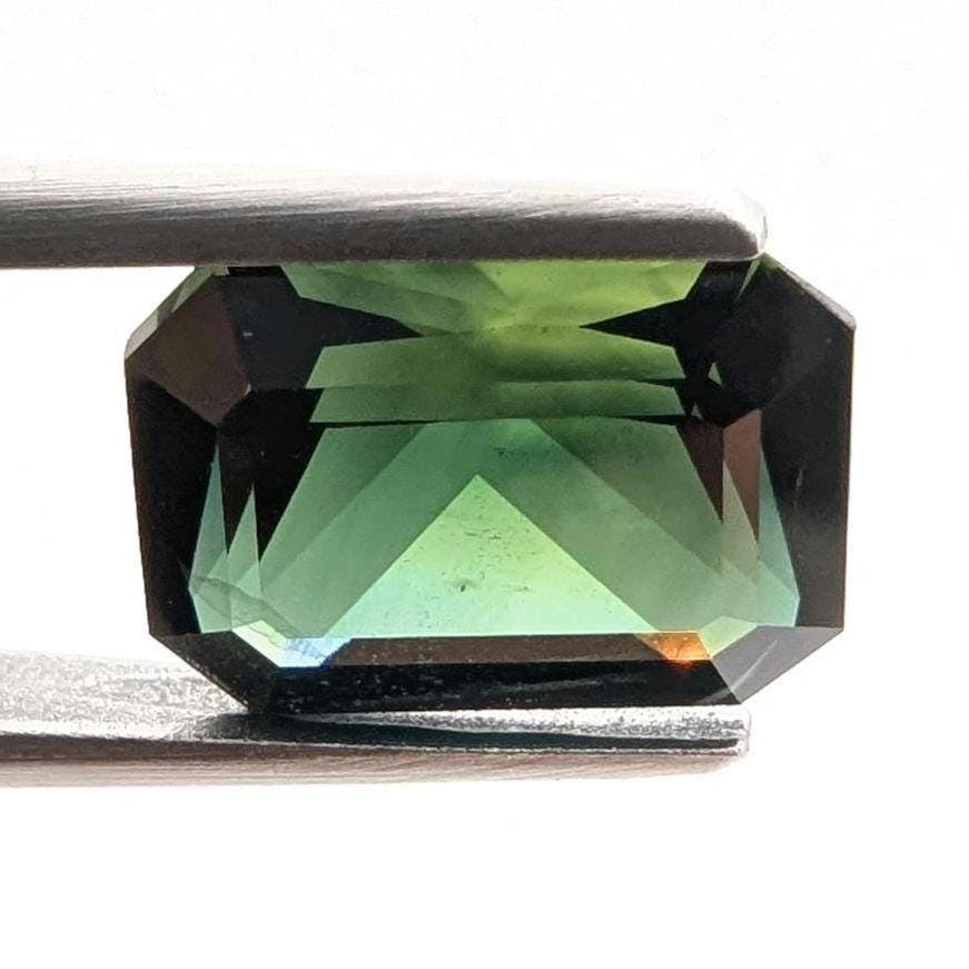2.94ct Parti Dark Teal Sapphire - Queensland, Australia - Heated Green Blue Octagon Loose Gemstone