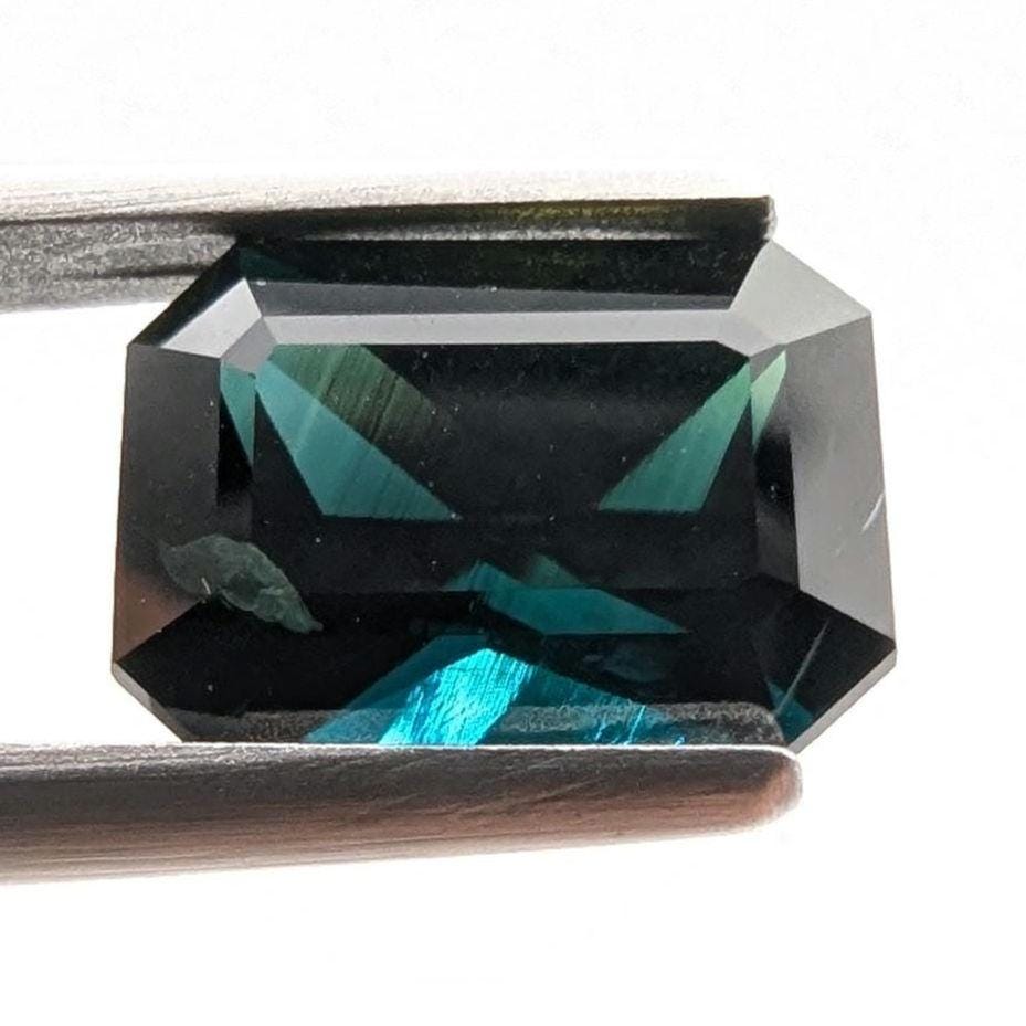 2.94ct Parti Dark Teal Sapphire - Queensland, Australia - Heated Green Blue Octagon Loose Gemstone