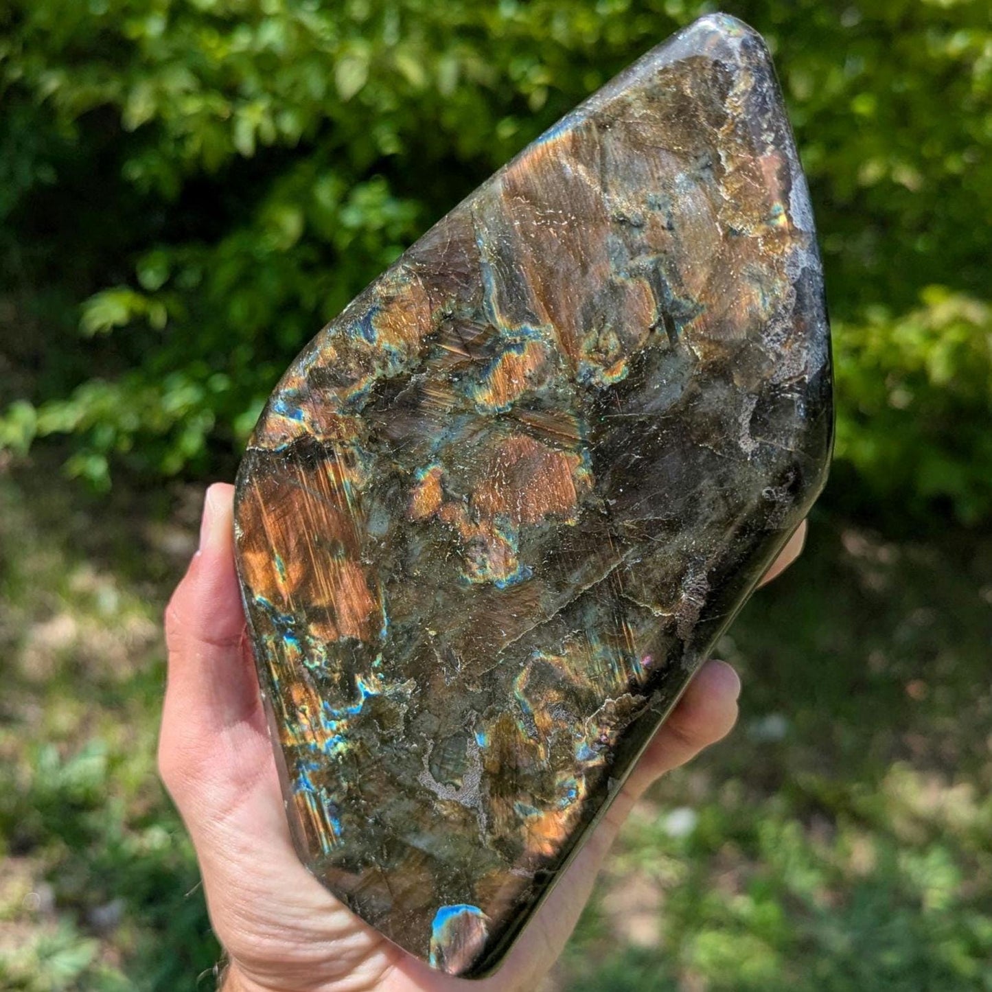 1.24 kg Orange Labradorite Crystal - Polished Purple, Orange, Blue Flash Labradorite Freeform - Large Polished Labradorite - Madagascar
