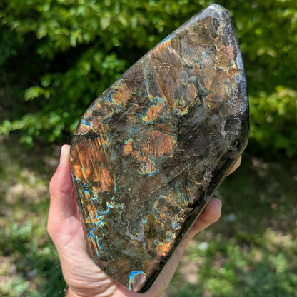 1.24 kg Orange Labradorite Crystal - Polished Purple, Orange, Blue Flash Labradorite Freeform - Large Polished Labradorite - Madagascar