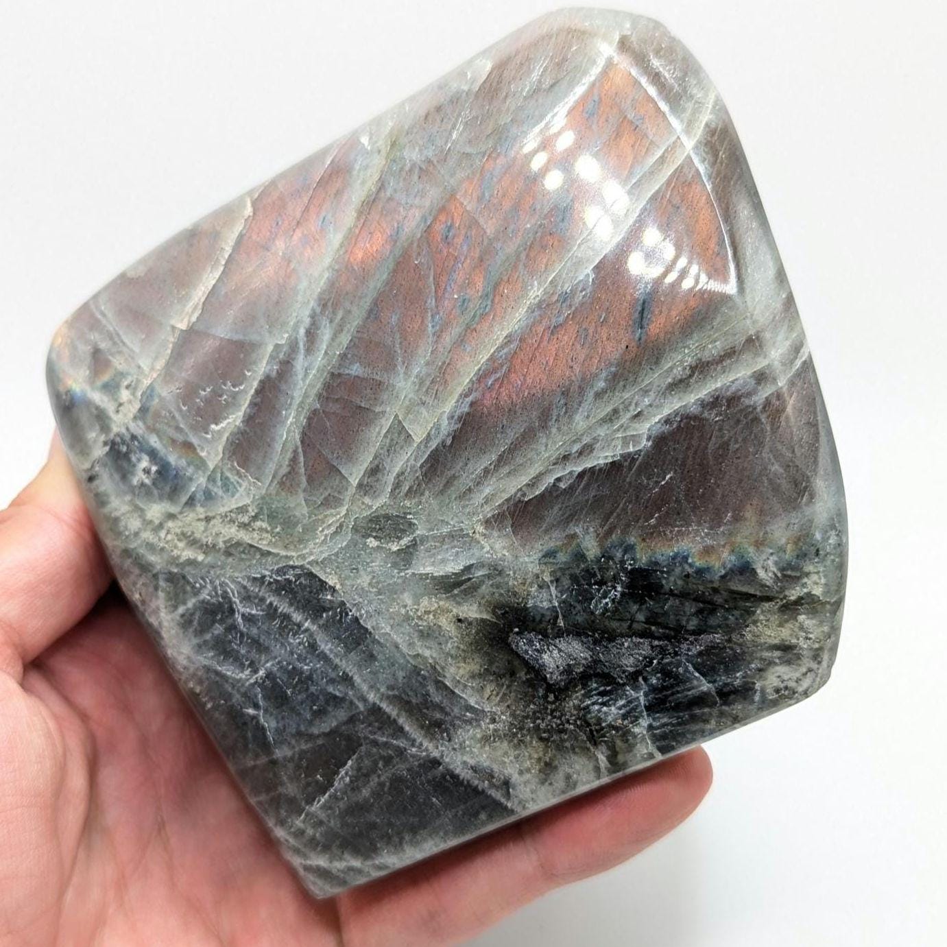1.16 kg Purple Labradorite Crystal - Polished Purple, Orange, Pink Flash Labradorite Freeform - Large Polished Labradorite - Madagascar