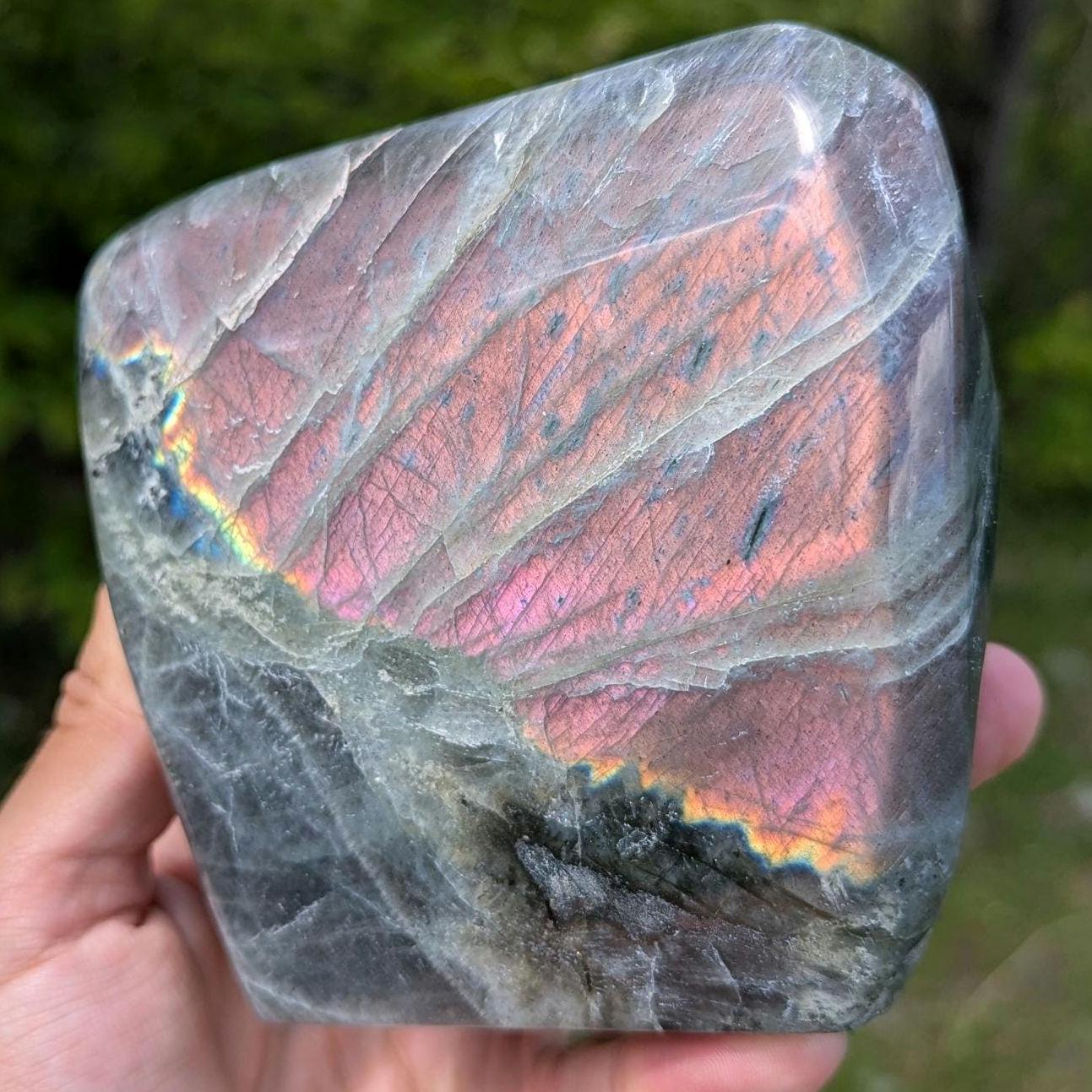 1.16 kg Purple Labradorite Crystal - Polished Purple, Orange, Pink Flash Labradorite Freeform - Large Polished Labradorite - Madagascar