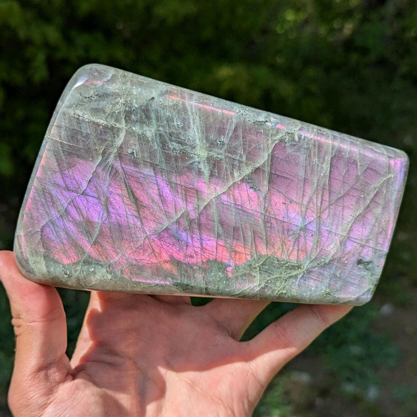 1.01 kg Purple Labradorite Crystal - Polished Purple, Orange, Pink Flash Labradorite Freeform - Large Polished Labradorite - Madagascar