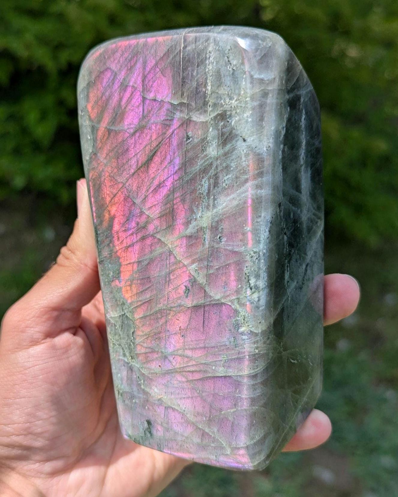 1.01 kg Purple Labradorite Crystal - Polished Purple, Orange, Pink Flash Labradorite Freeform - Large Polished Labradorite - Madagascar