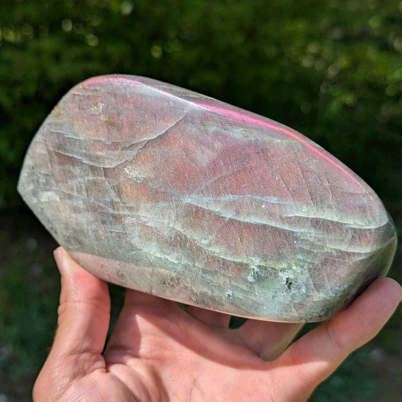 899 g Purple Labradorite Crystal - Polished Purple, Orange, Pink Flash Labradorite Freeform - Large Polished Labradorite - Madagascar