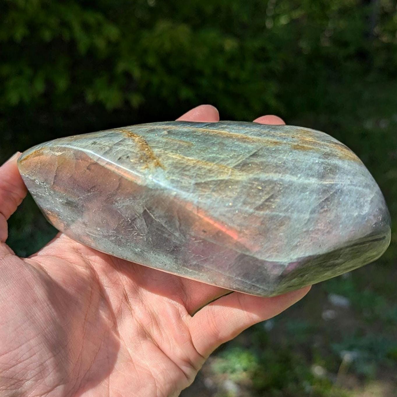 899 g Purple Labradorite Crystal - Polished Purple, Orange, Pink Flash Labradorite Freeform - Large Polished Labradorite - Madagascar