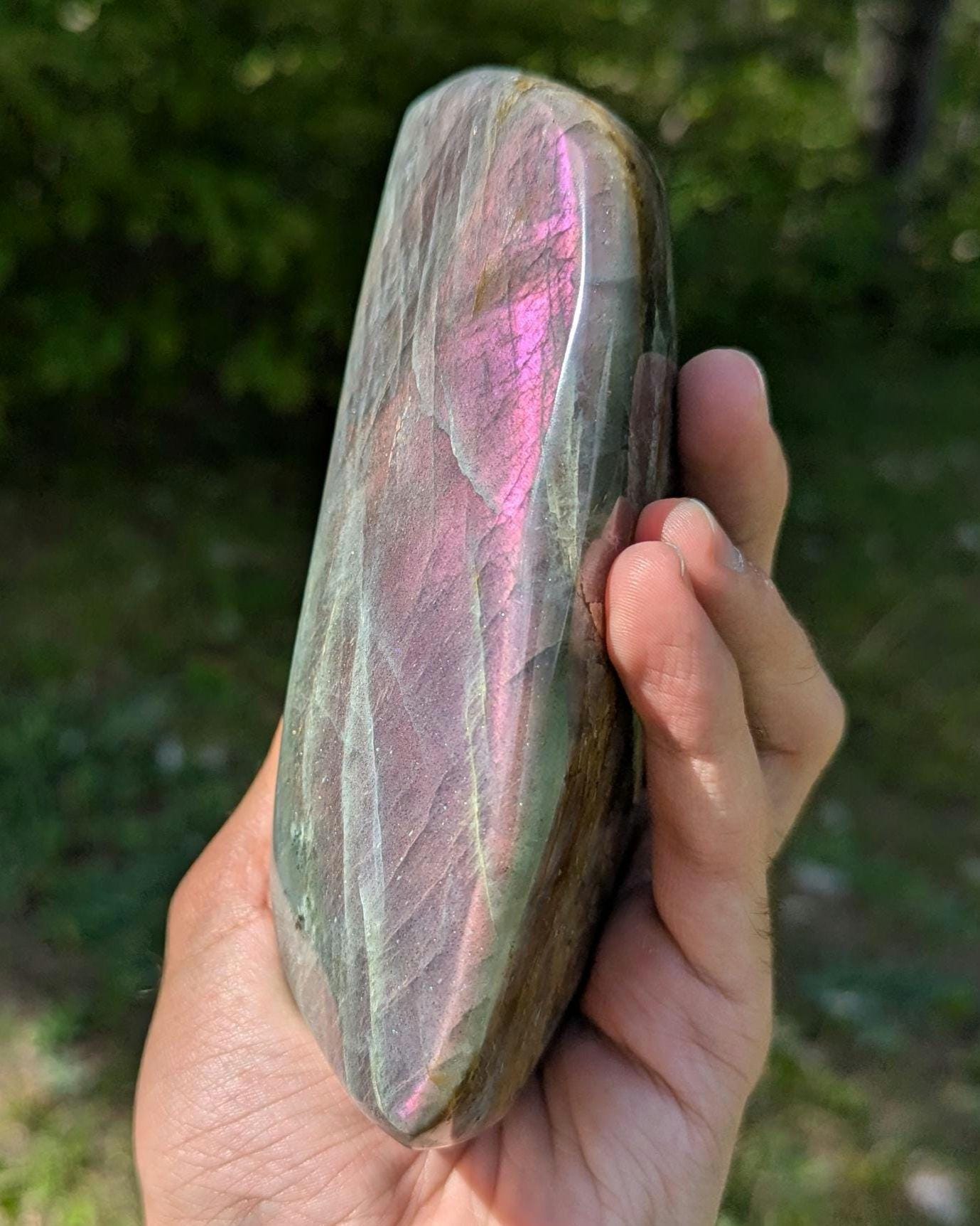 899 g Purple Labradorite Crystal - Polished Purple, Orange, Pink Flash Labradorite Freeform - Large Polished Labradorite - Madagascar