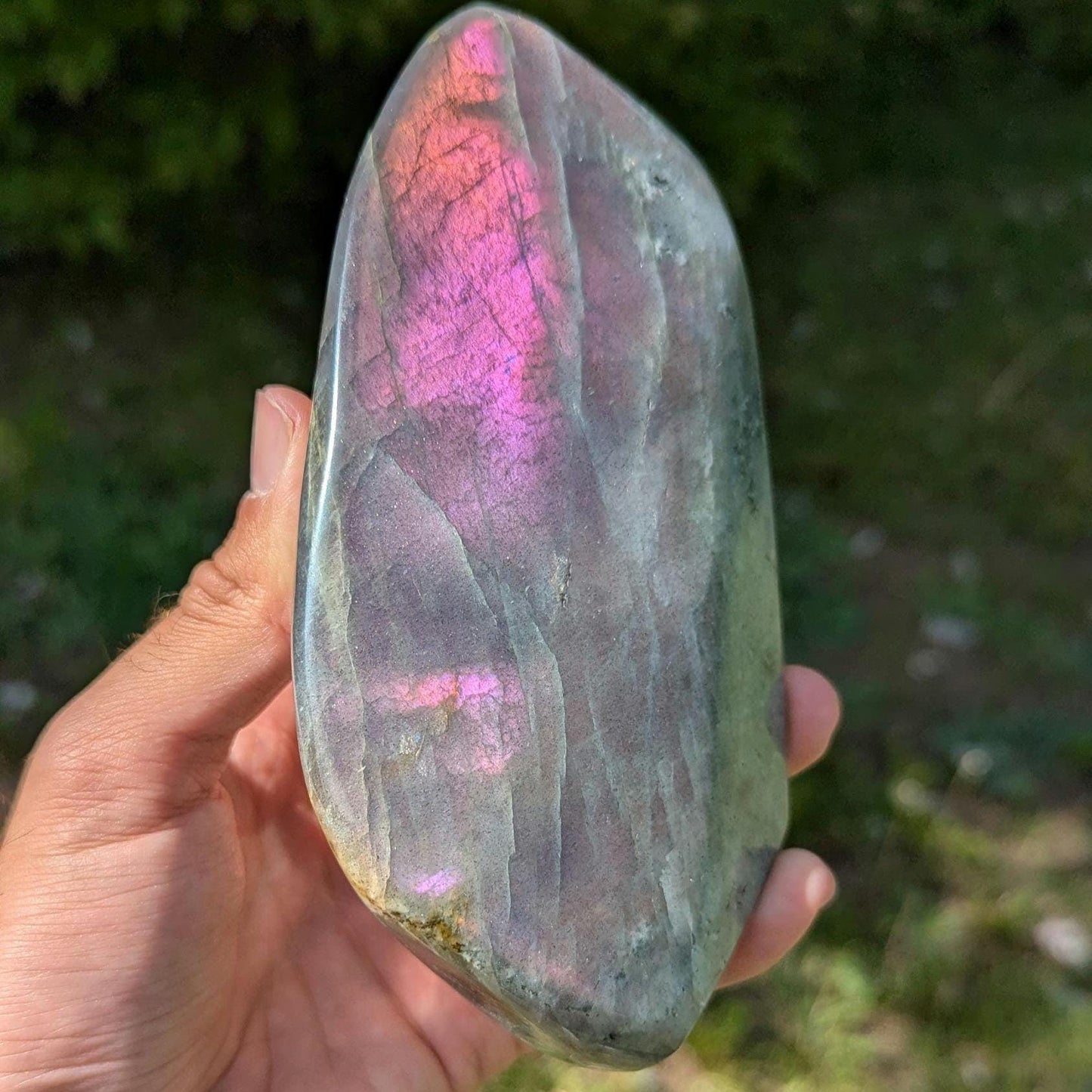 899 g Purple Labradorite Crystal - Polished Purple, Orange, Pink Flash Labradorite Freeform - Large Polished Labradorite - Madagascar