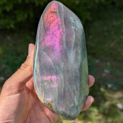 899 g Purple Labradorite Crystal - Polished Purple, Orange, Pink Flash Labradorite Freeform - Large Polished Labradorite - Madagascar