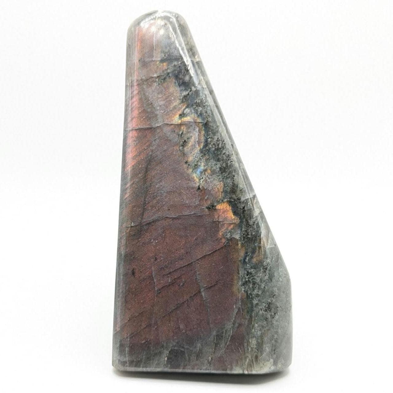 766 g Orangey Pink Labradorite Crystal - Polished Purple, Orange, Pink Flash Labradorite Freeform - Large Polished Labradorite - Madagascar