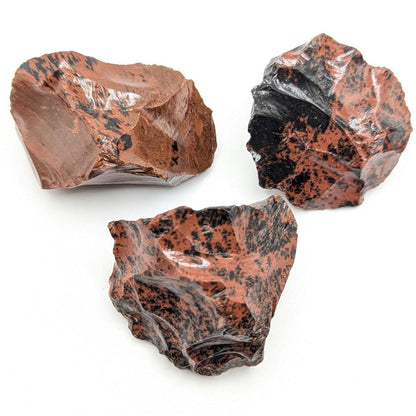 3 piece Red Obsidian Set, Natural Mahogany Obsidian, Raw Obsidian Pieces, Rough Obsidian Volcanic Glass, Mexico