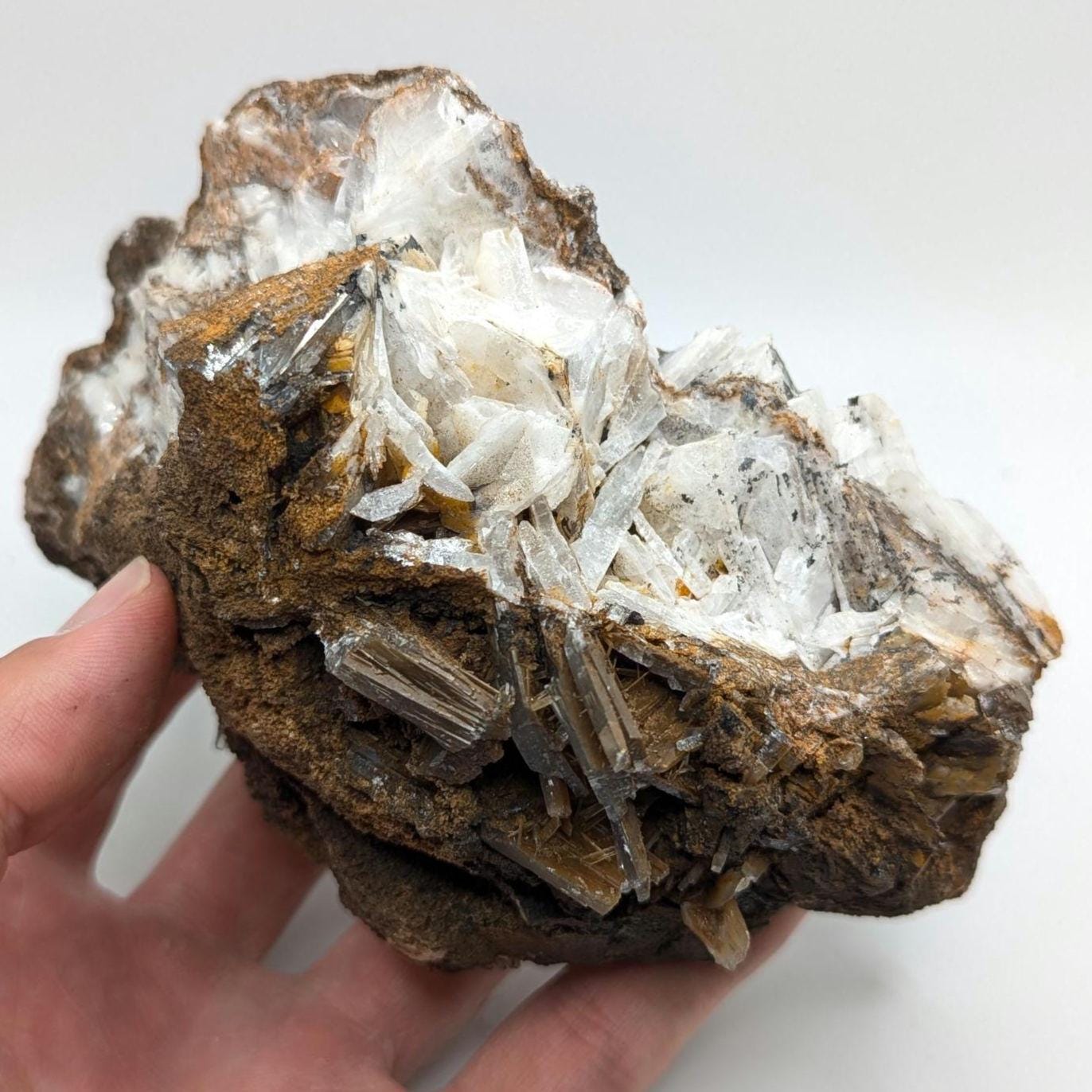 865 g Blue Barite on White Barite Matrix Specimen - Nador, Morocco - Barite Mineral Specimen - Blue Baryte from Morocco - Natural Crystal