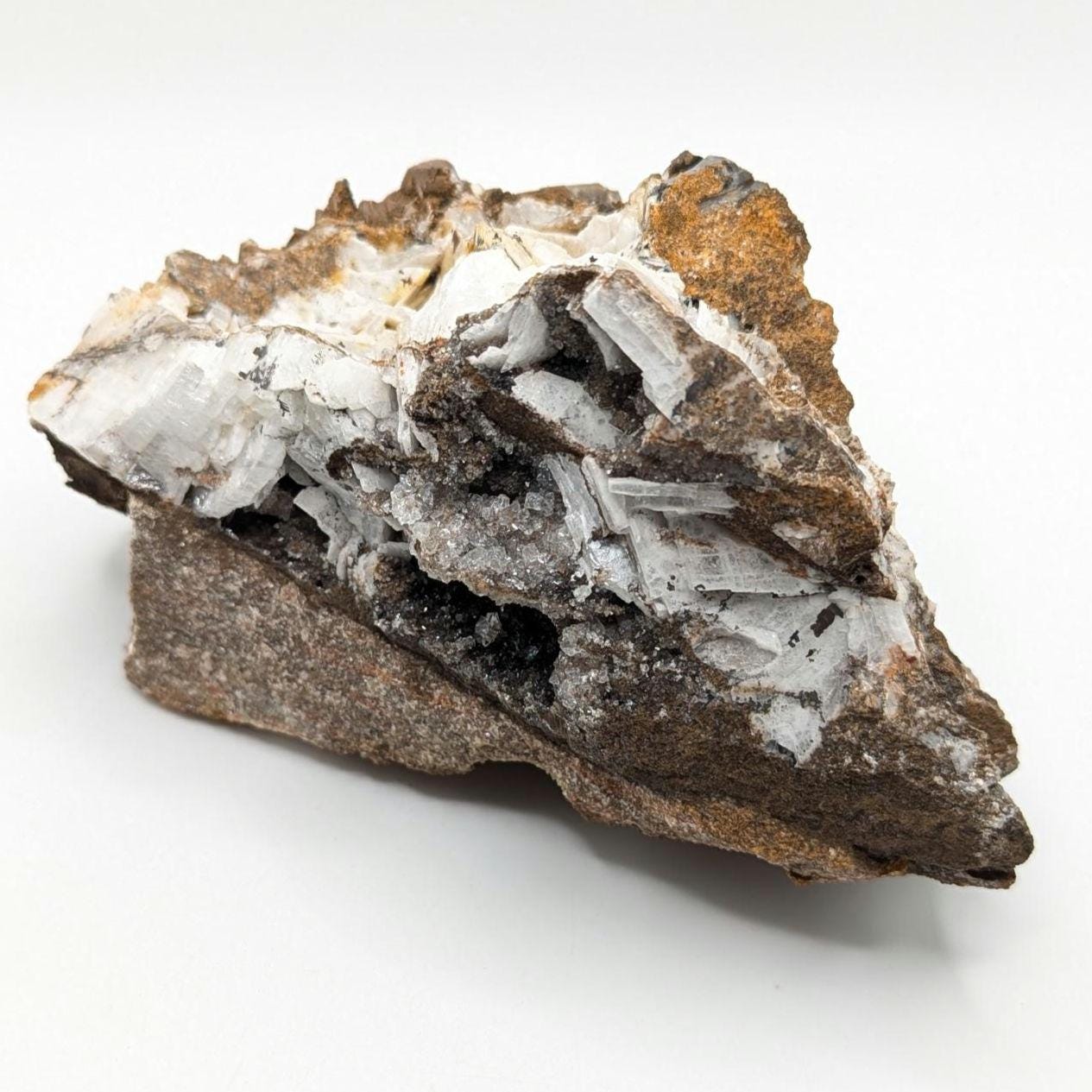 865 g Blue Barite on White Barite Matrix Specimen - Nador, Morocco - Barite Mineral Specimen - Blue Baryte from Morocco - Natural Crystal