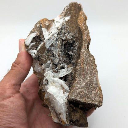 865 g Blue Barite on White Barite Matrix Specimen - Nador, Morocco - Barite Mineral Specimen - Blue Baryte from Morocco - Natural Crystal