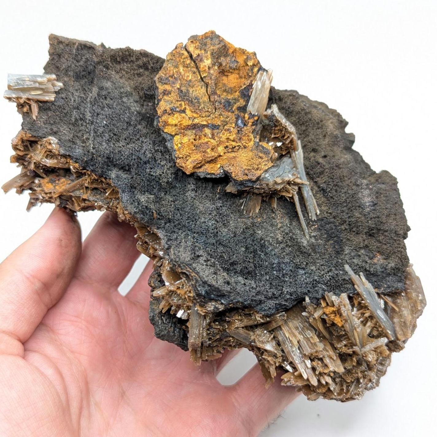 412 g Blue Barite with Brown Barite Matrix Specimen - Nador, Morocco - Barite Mineral Specimen - Blue Baryte from Morocco - Natural Crystal