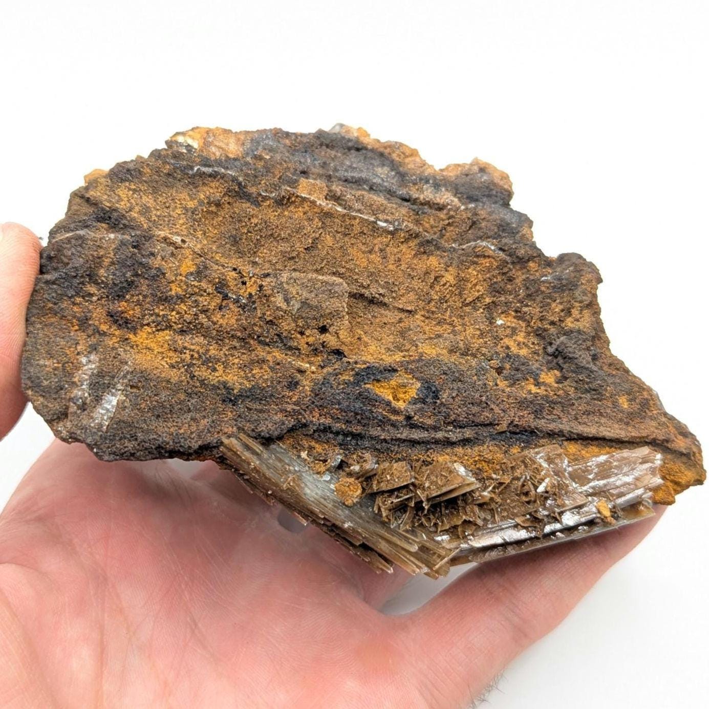 347 g Blue Barite with Brown Barite Matrix Specimen - Nador, Morocco - Barite Mineral Specimen - Blue Baryte from Morocco - Natural Crystal