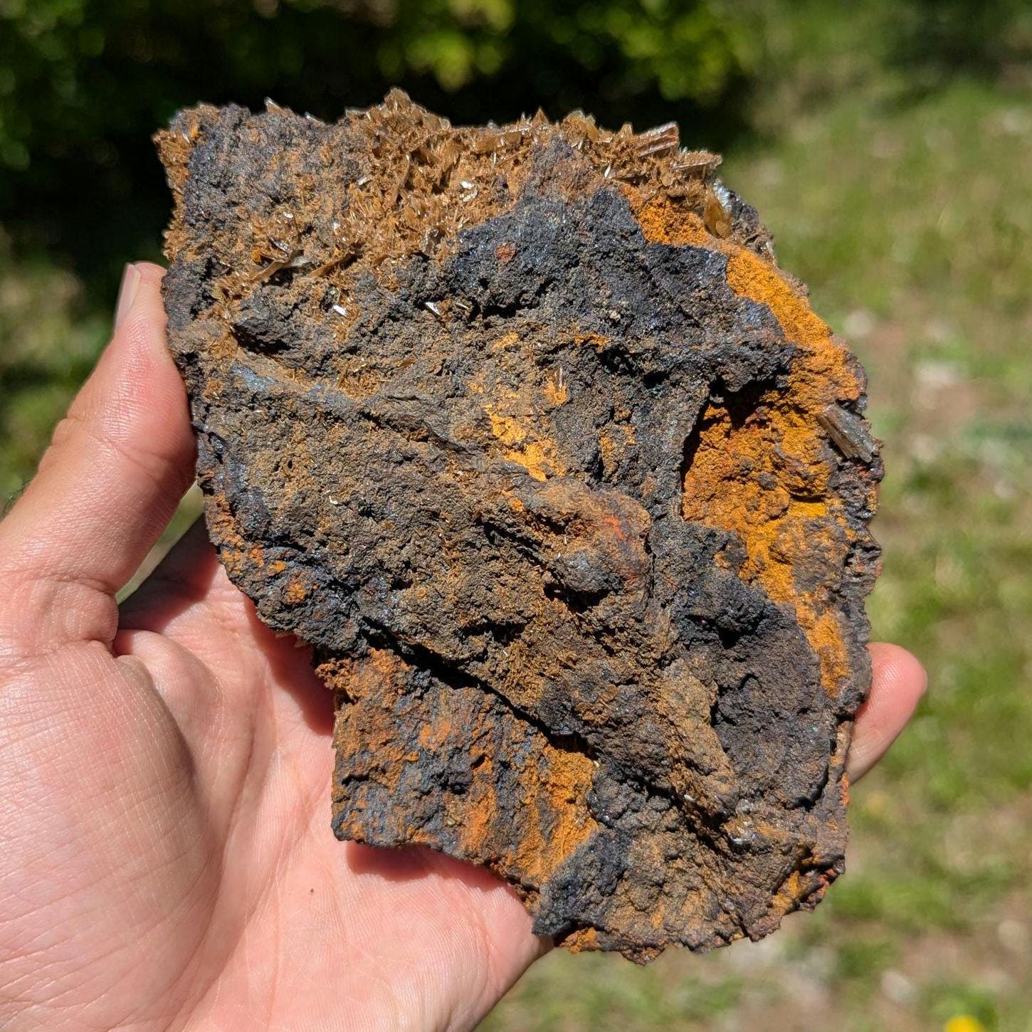 487 g Blue Barite with Brown Barite Matrix Specimen - Nador, Morocco - Barite Mineral Specimen - Blue Baryte from Morocco - Natural Crystal