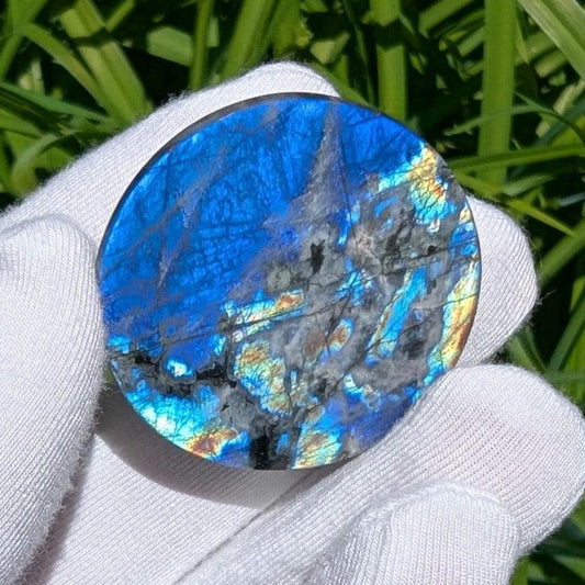 115ct Blue Flash Labradorite Cabochon - Tabor Island, Nain, Labrador, Canada