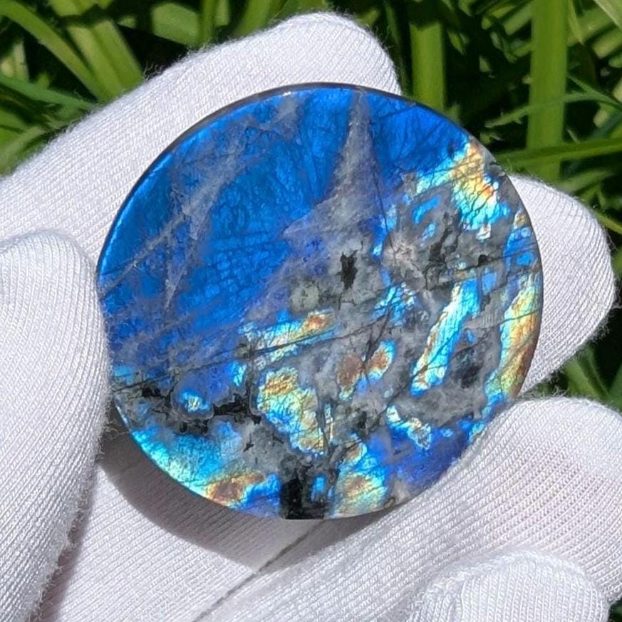115ct Blue Flash Labradorite Cabochon - Tabor Island, Nain, Labrador, Canada