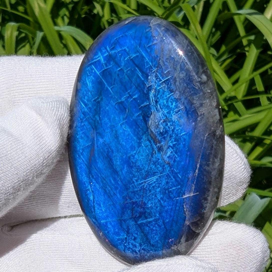 138ct Blue Flash Canadian Labradorite - Tabor Island, Nain, Labrador, Canada - Oval Cabochon - The Original Labradorite