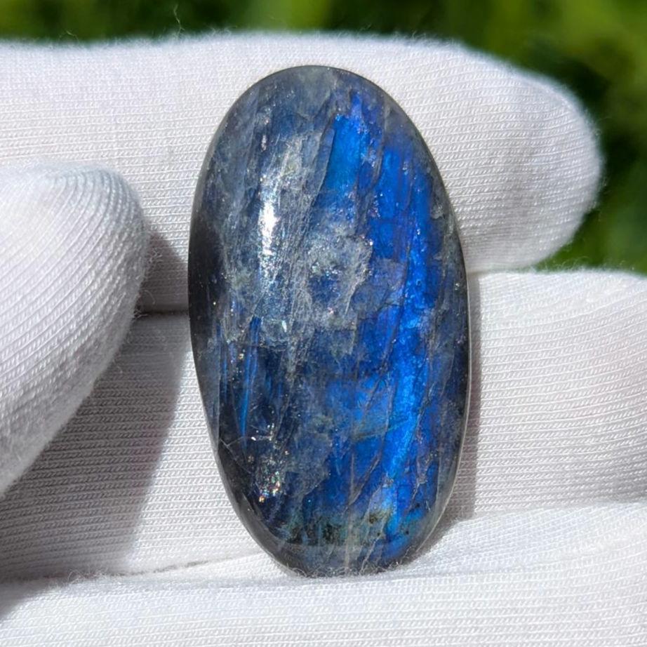 29ct Blue Flash Canadian Labradorite - Tabor Island, Nain, Labrador, Canada - Oval Cabochon - The Original Labradorite