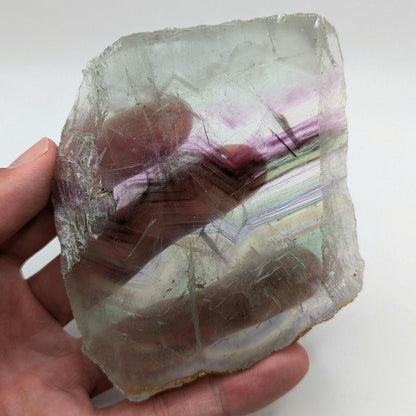 299 g Natural Rainbow Fluorite Slab - Green and Purple Fluorite Polished Crystal Specimen - Fluorite Slab - Crystal Home Decor