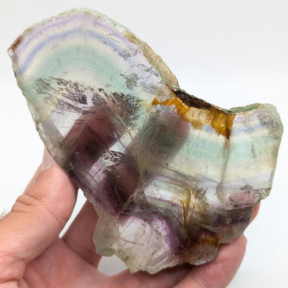 294 g Natural Rainbow Fluorite Slab - Green and Purple Fluorite Polished Crystal Specimen - Fluorite Slab - Crystal Home Decor