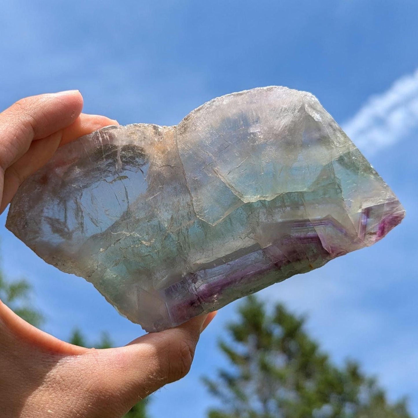 459 g Natural Rainbow Fluorite Slab - Green and Purple Fluorite Polished Crystal Specimen - Fluorite Slab - Crystal Home Decor