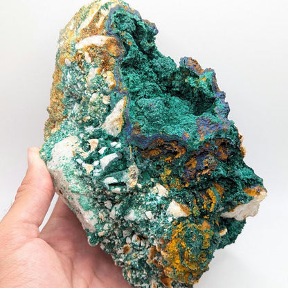 1.92kg Malachite with Azurite - Sidi Ayad, Morocco - Large Natural Malachite Mineral Specimen