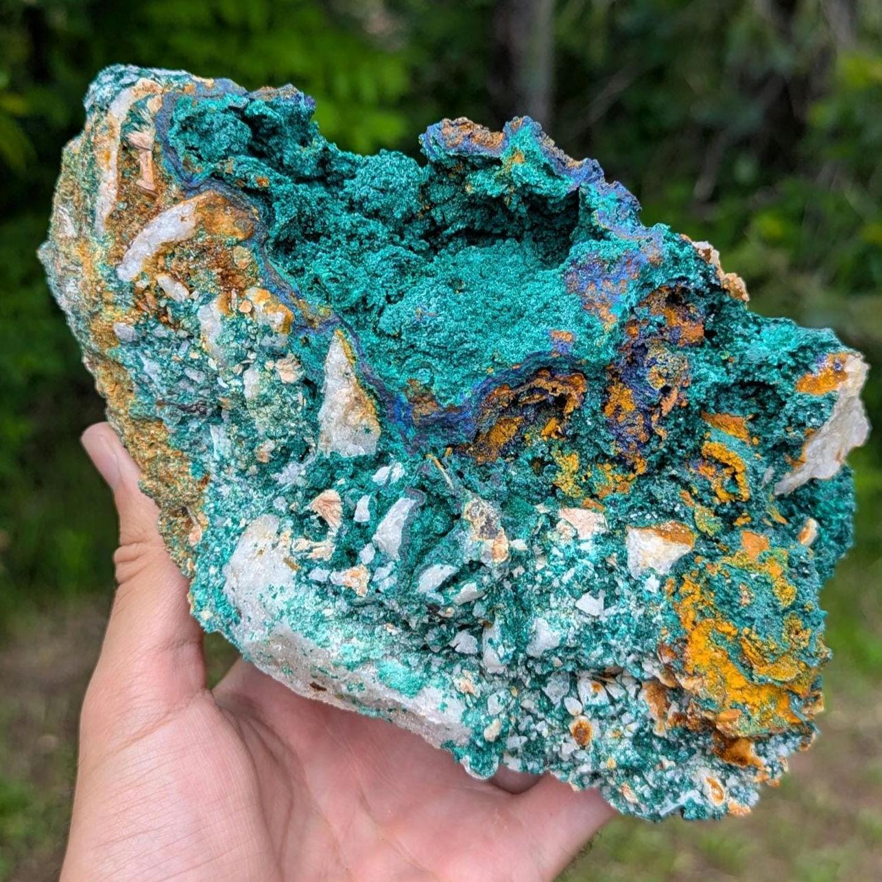 1.92kg Malachite with Azurite - Sidi Ayad, Morocco - Large Natural Malachite Mineral Specimen