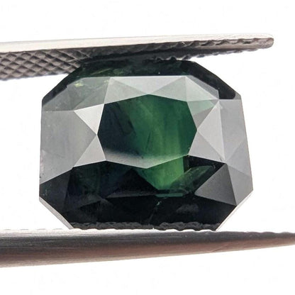 8.65ct Dark Teal Green Sapphire - Queensland, Australia - Unheated Octagonal Cut Loose Gemstone