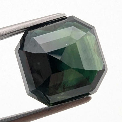8.65ct Dark Teal Green Sapphire - Queensland, Australia - Unheated Octagonal Cut Loose Gemstone