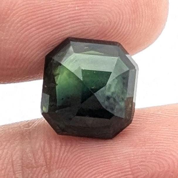 8.65ct Dark Teal Green Sapphire - Queensland, Australia - Unheated Octagonal Cut Loose Gemstone