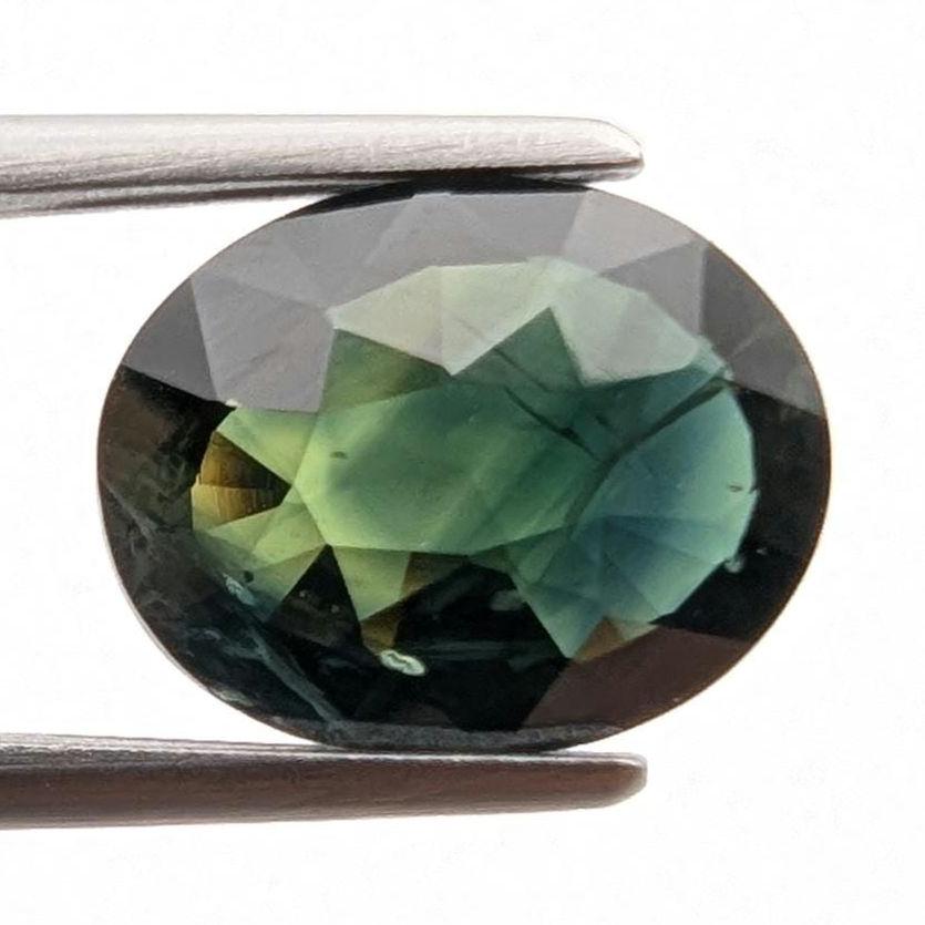 3.76ct Dark Teal Parti Sapphire - Queensland, Australia - Green and Blue Oval Cut Loose Gemstone - Heated Sapphire