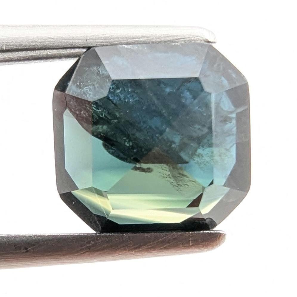 2.58ct Parti Dark Teal Sapphire - Queensland, Australia - Heated Green Blue Octagon Loose Gemstone
