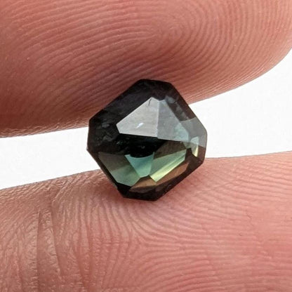 2.58ct Parti Dark Teal Sapphire - Queensland, Australia - Heated Green Blue Octagon Loose Gemstone