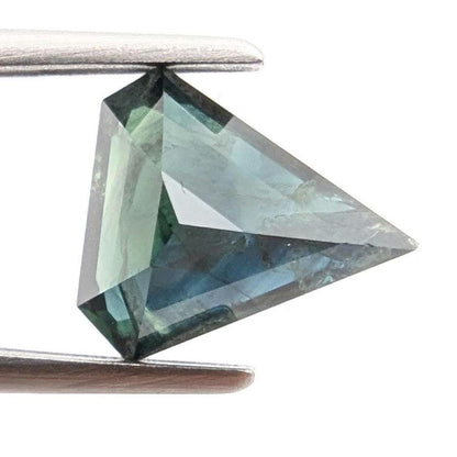 1.98ct Parti Dark Teal Sapphire - Queensland, Australia - Heated Shield Cut Green Blue Loose Gemstone