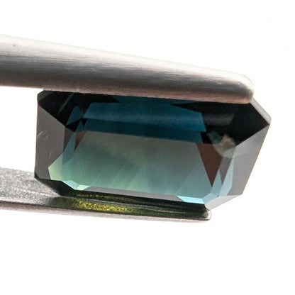2.94ct Parti Dark Teal Sapphire - Queensland, Australia - Heated Green Blue Octagon Loose Gemstone