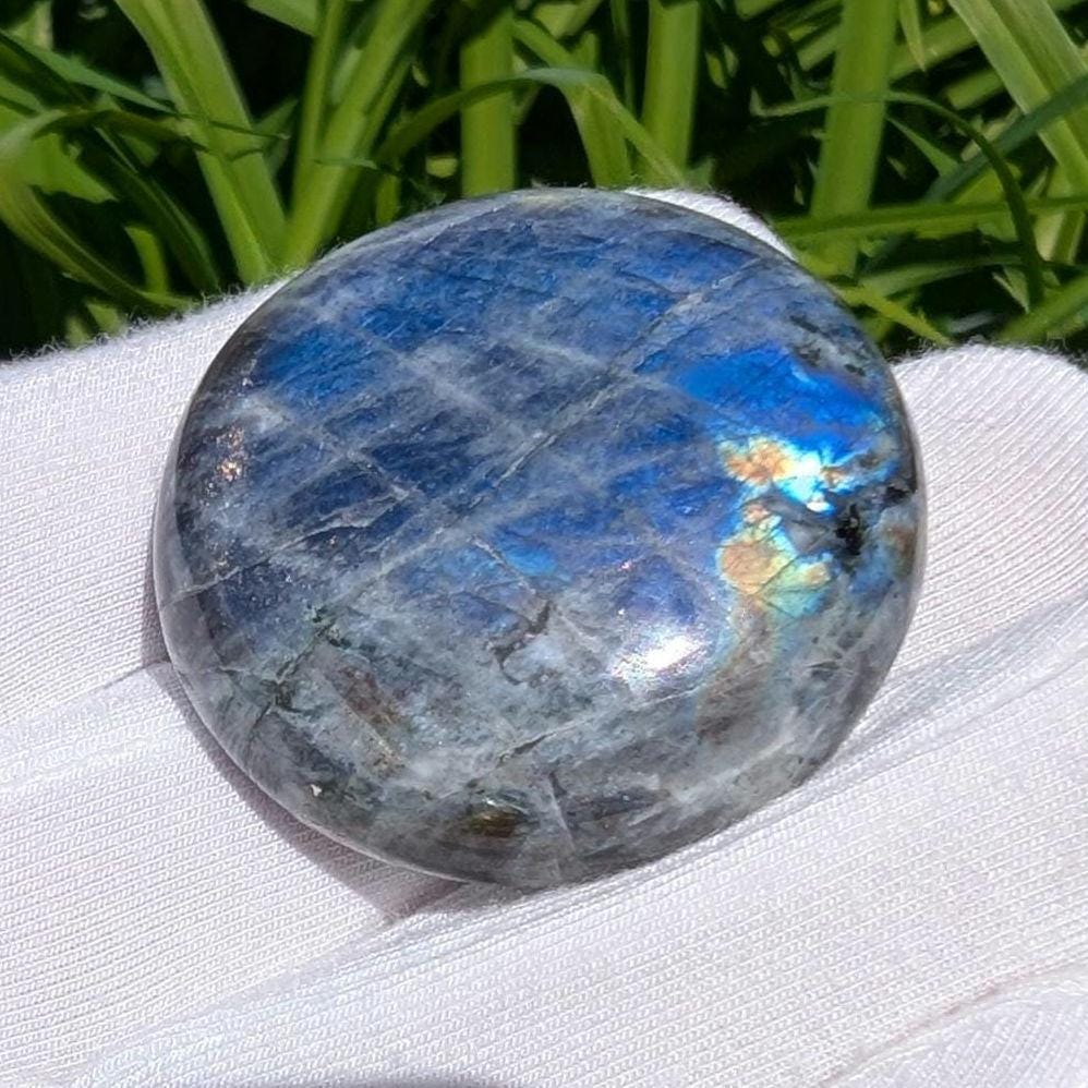 115ct Blue Flash Labradorite Cabochon - Tabor Island, Nain, Labrador, Canada