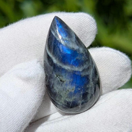 58ct Blue Flash Canadian Labradorite - Tabor Island, Nain, Labrador, Canada - Pear Cabochon - The Original Labradorite