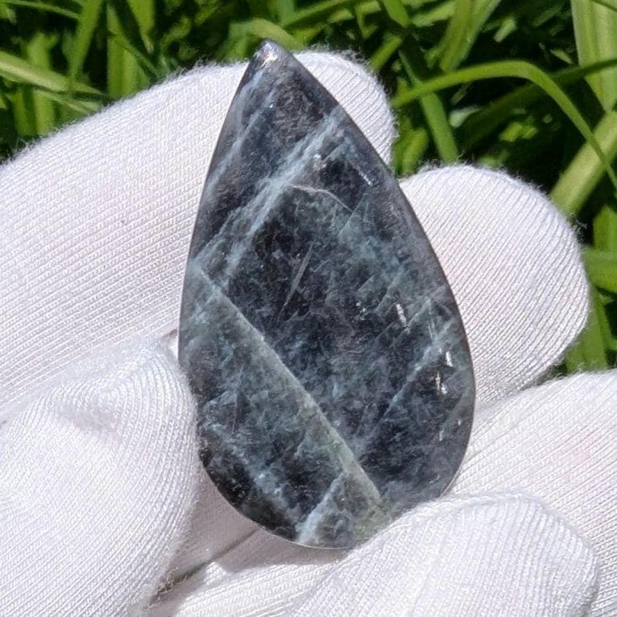 58ct Blue Flash Canadian Labradorite - Tabor Island, Nain, Labrador, Canada - Pear Cabochon - The Original Labradorite