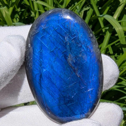 138ct Blue Flash Canadian Labradorite - Tabor Island, Nain, Labrador, Canada - Oval Cabochon - The Original Labradorite