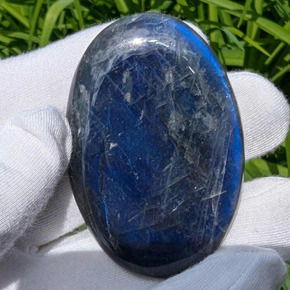 138ct Blue Flash Canadian Labradorite - Tabor Island, Nain, Labrador, Canada - Oval Cabochon - The Original Labradorite